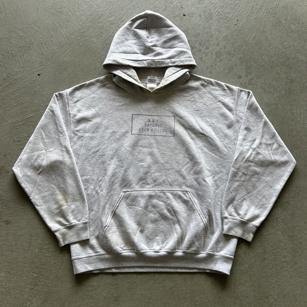 Vintage Natural Born‎ Killers Sweatshirt Size Large Gray Hoodie NBK Movie Promo
